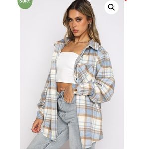 Blue Plaid Flannel from White Fox Boutique, size M/L